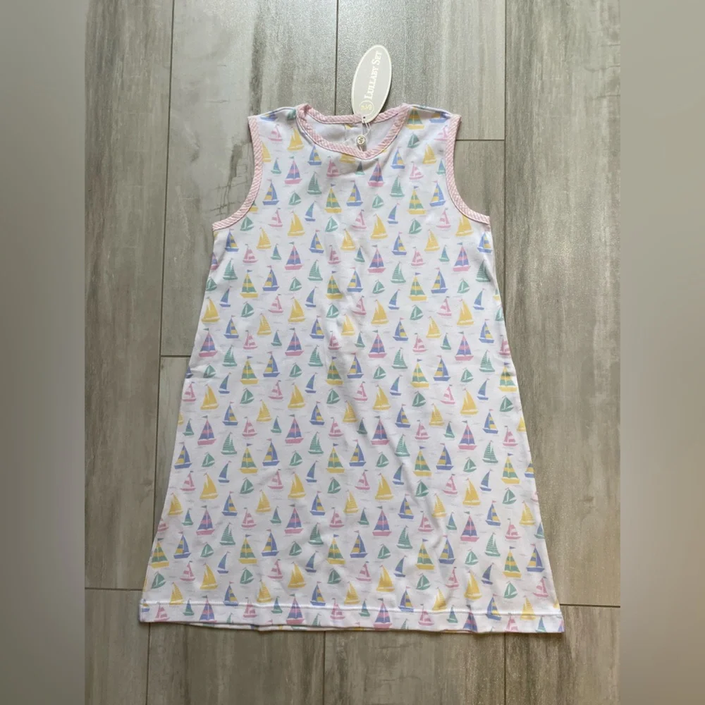 NWT Lullaby Set Cotton Sailboat & Seersucker Sleeveless Ann Dress girls 7